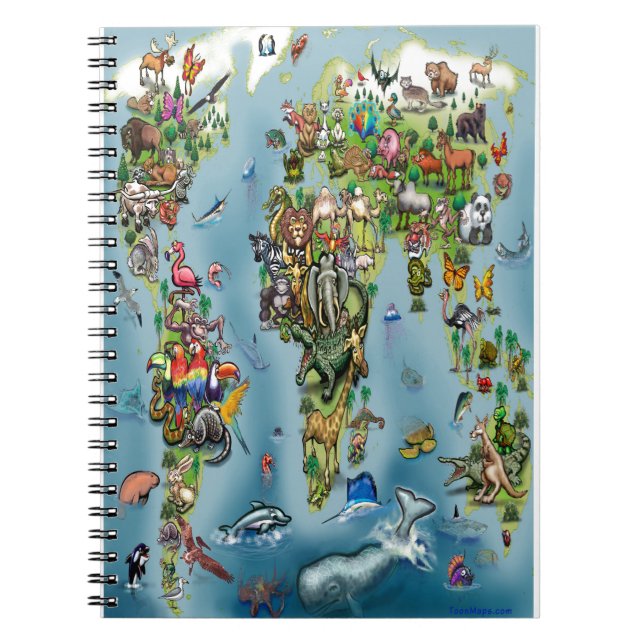 Cuaderno Mapa mundial de animales (Frente)