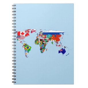 Cuaderno Mapa Mundial de Banderas Portátil de Fotografía Es