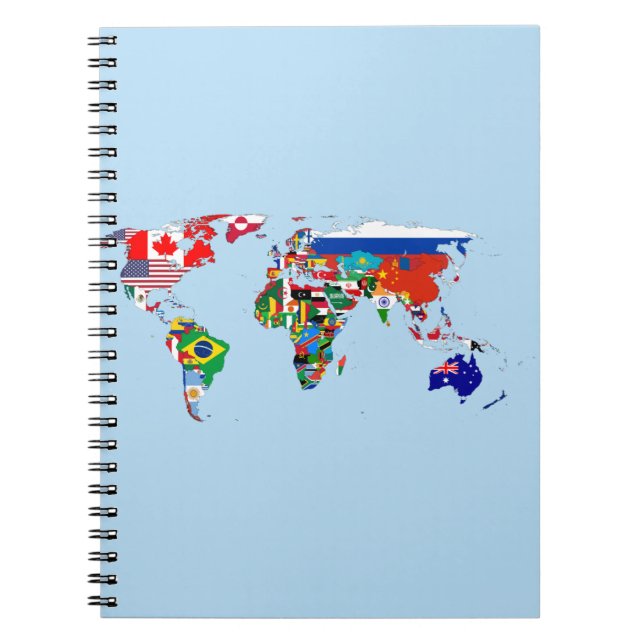 Cuaderno Mapa Mundial de Banderas Portátil de Fotografía Es (Frente)