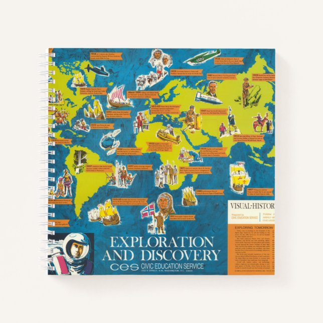 Cuaderno Mapa mundial de exploración y descubrimiento de la (Anverso)