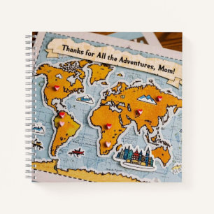 Cuaderno Mapa mundial de pines y puntos de referencia