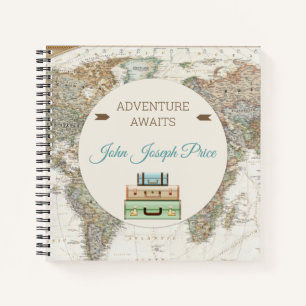 Cuaderno Mapa Mundial de Viajes de Aventura Moderno
