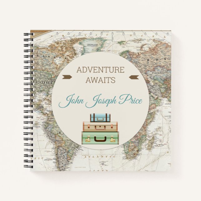 Cuaderno Mapa Mundial de Viajes de Aventura Moderno (Anverso)