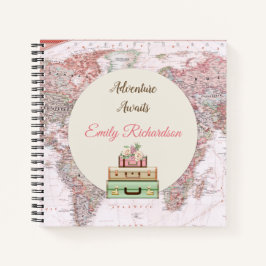 Cuaderno Mapa Mundial de Viajes de Aventura Rosa Marfil Ros
