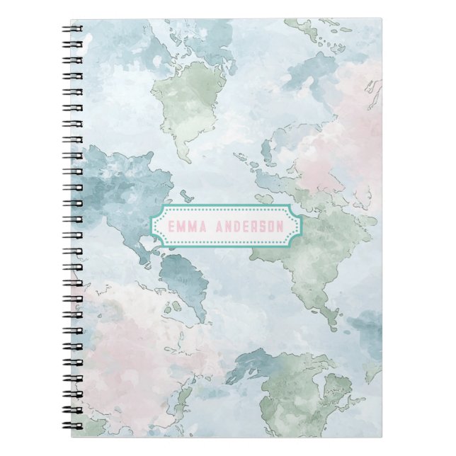 Cuaderno Mapa Mundial Pastel (Frente)