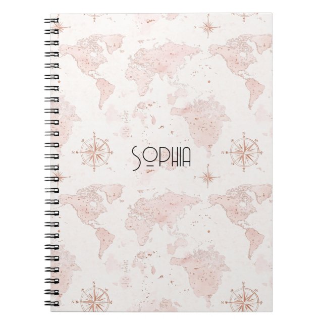 Cuaderno Mapa Mundial Rosa (Frente)