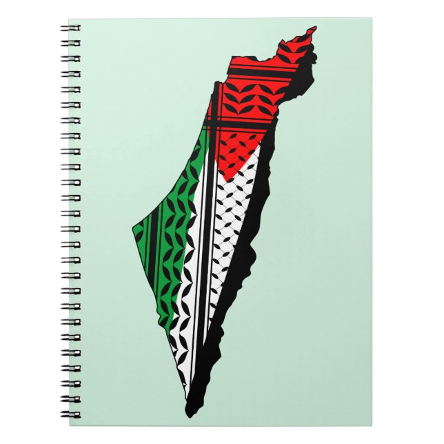 Cuaderno Mapa palestino con bandera y patrón de Keffiyeg (Frente)