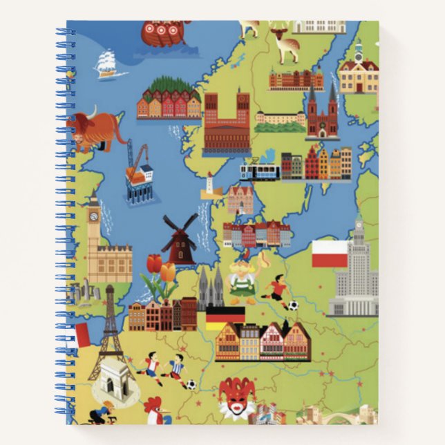 Cuaderno Mapa personalizado de Europa (Anverso)