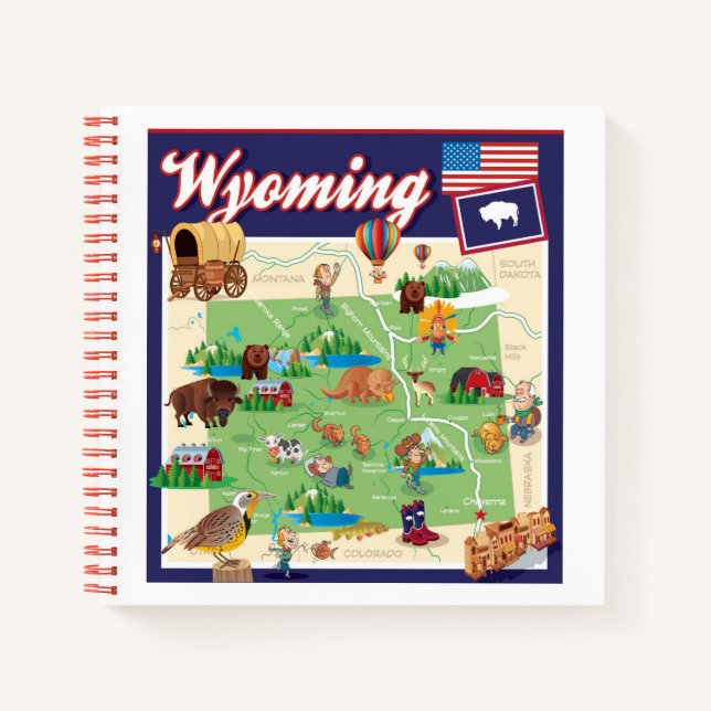 Cuaderno Mapa personalizado de Wyoming (Anverso)
