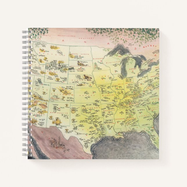 Cuaderno Mapa pictórico de América - Esbozos Personalizados (Anverso)