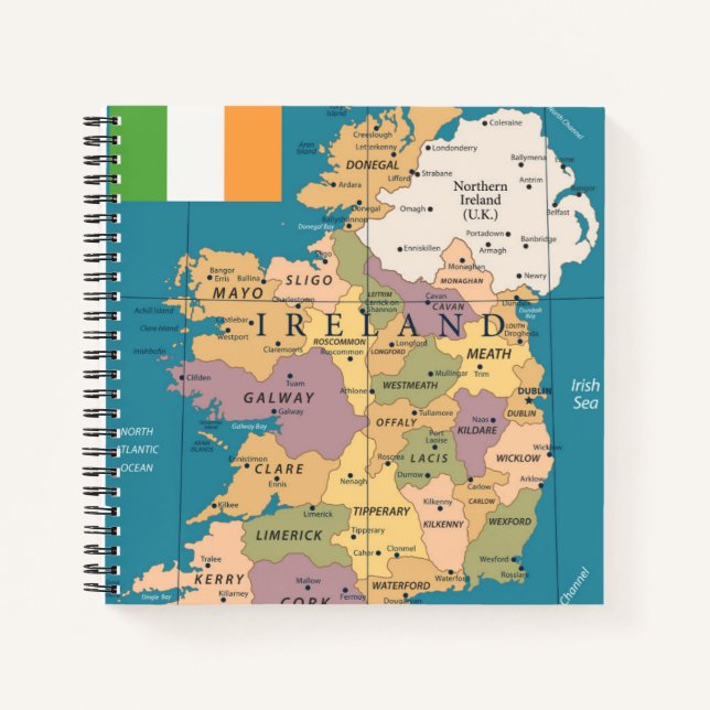 Cuaderno Mapa vintage de Irlanda (Anverso)