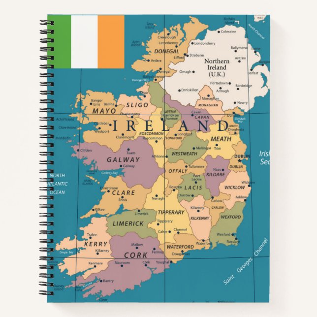 Cuaderno Mapa vintage de Irlanda (Anverso)