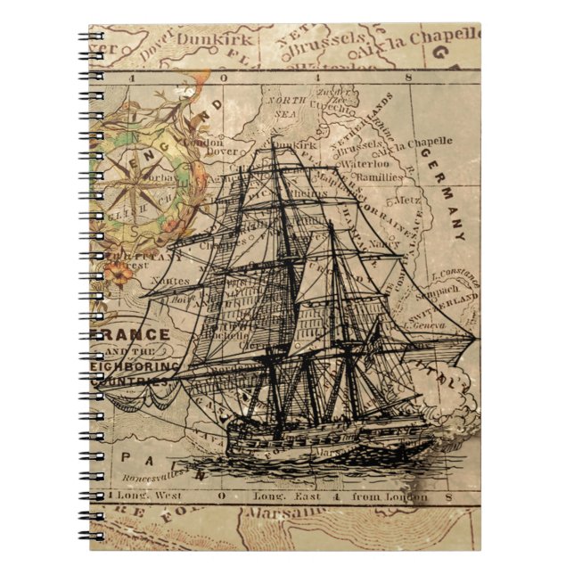 Cuaderno Mapa y barco del antiguo general de Francia (Frente)