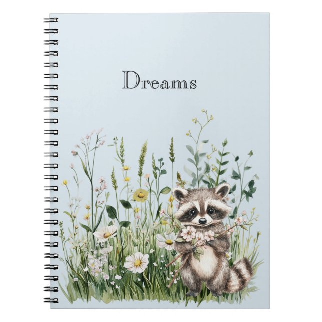Cuaderno Mapache Azul Floral  (Frente)