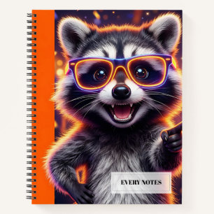 Cuaderno Mapache con gafas amarillas brillantes de borde na