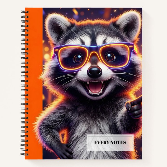 Cuaderno Mapache con gafas amarillas brillantes de borde na (Anverso)