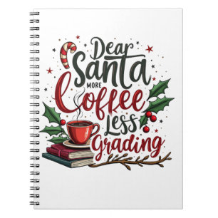 Cuaderno Mapache con sombrero de Santa y Navidad
