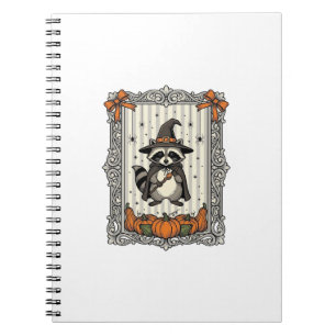 Cuaderno Mapache De Halloween Bruja Calabaza Vintage Bonito