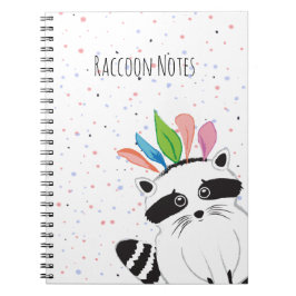 Cuaderno Mapache divertido con plumas en la cabeza