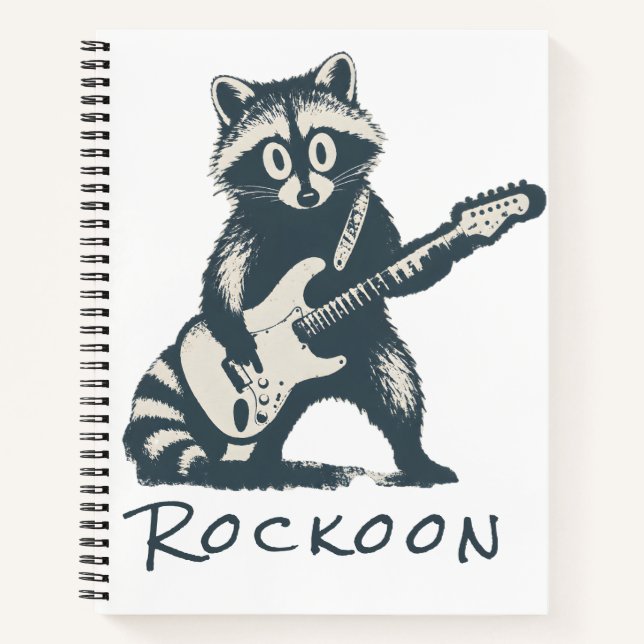Cuaderno Mapache Divertido Tocando Guitarra Eléctrica (Anverso)