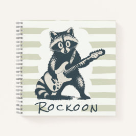 Cuaderno Mapache Divertido Tocando Guitarra Eléctrica