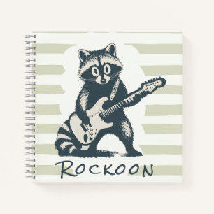 Cuaderno Mapache Divertido Tocando Guitarra Eléctrica