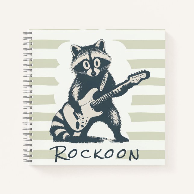 Cuaderno Mapache Divertido Tocando Guitarra Eléctrica (Anverso)
