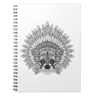 Cuaderno Mapache en Doodle emplumado del capo de la guerra
