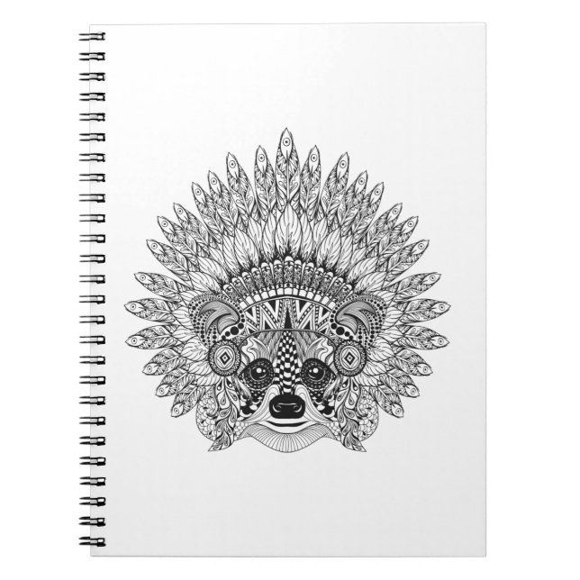 Cuaderno Mapache en Doodle emplumado del capo de la guerra (Frente)