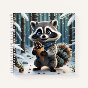 Cuaderno Mapache estilo Kawaii lindo con un cono de crema d
