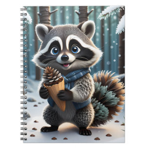 Cuaderno Mapache estilo Kawaii lindo con un cono de crema d
