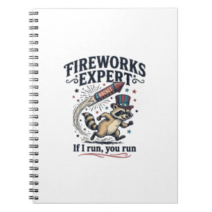 Cuaderno Mapache Experto en Fuegos Artificiales Vintage Cam