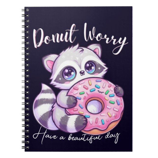 Cuaderno Mapache Kawaii Donut No Te Preocupes  (Frente)