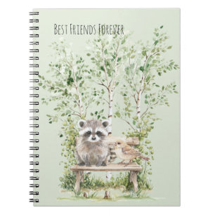 Cuaderno Mapache Pájaro Banco Mejores Amigos Por Siempre Ab