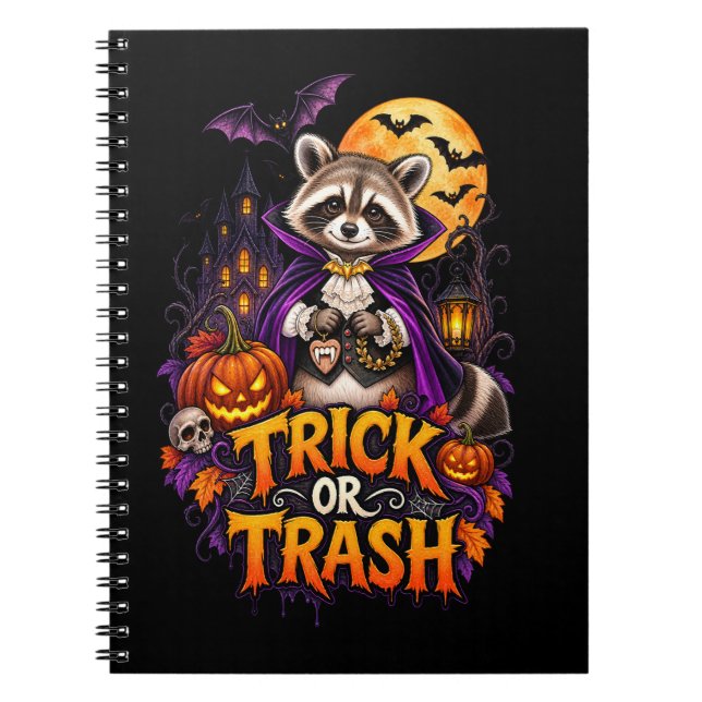 Cuaderno Mapache Treta o Basura Vampiro Halloween  (Frente)