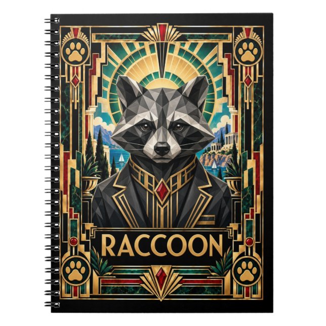 Cuaderno Mapache, Vida Silvestre Art Déco (Frente)
