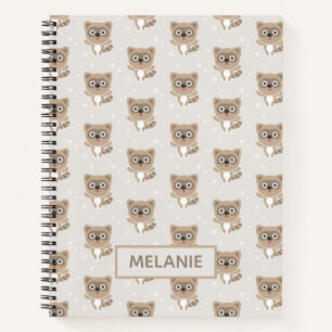 Cuaderno Mapaches de dibujos animados lindos patrón de invi
