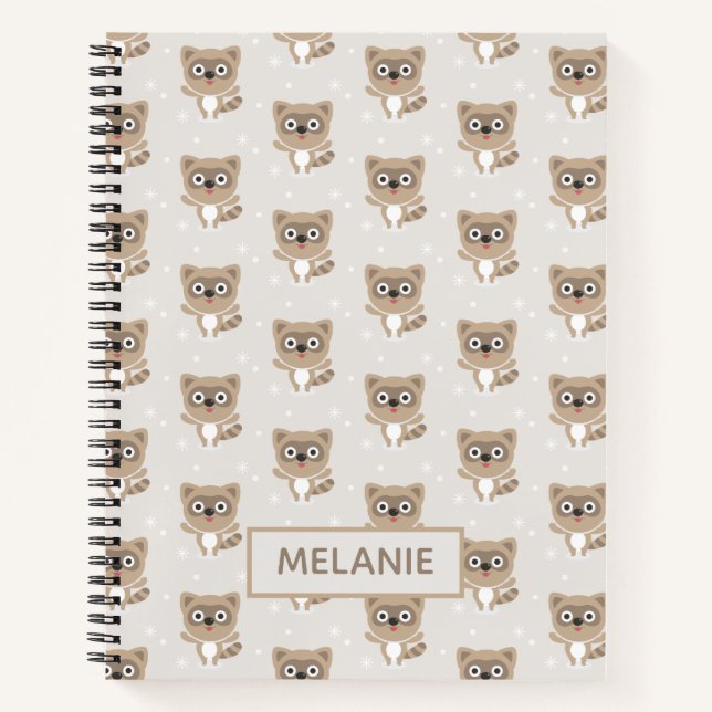 Cuaderno Mapaches de dibujos animados lindos patrón de invi (Anverso)