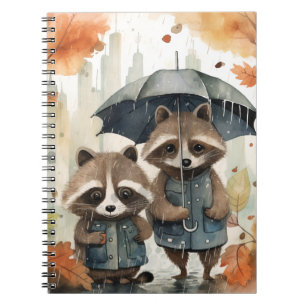 Cuaderno Mapaches Lindos bajo la Lluvia