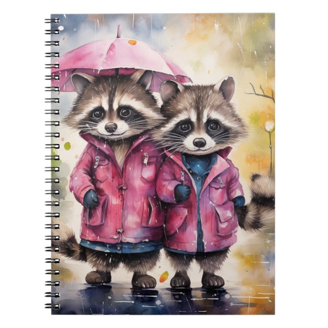 Cuaderno Mapaches Lindos en la Lluvia (Frente)