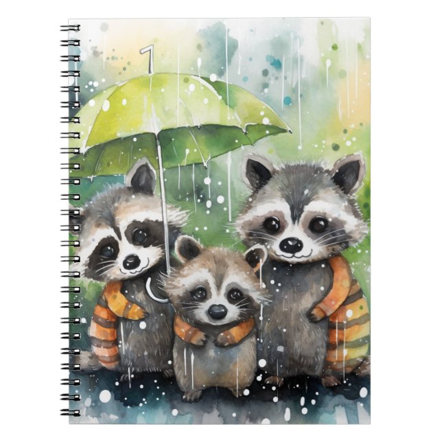 Cuaderno Mapaches Lindos en la Lluvia (Frente)