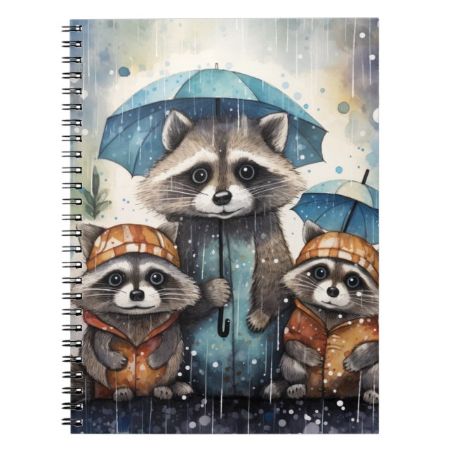 Cuaderno Mapaches Lindos en la Lluvia (Frente)