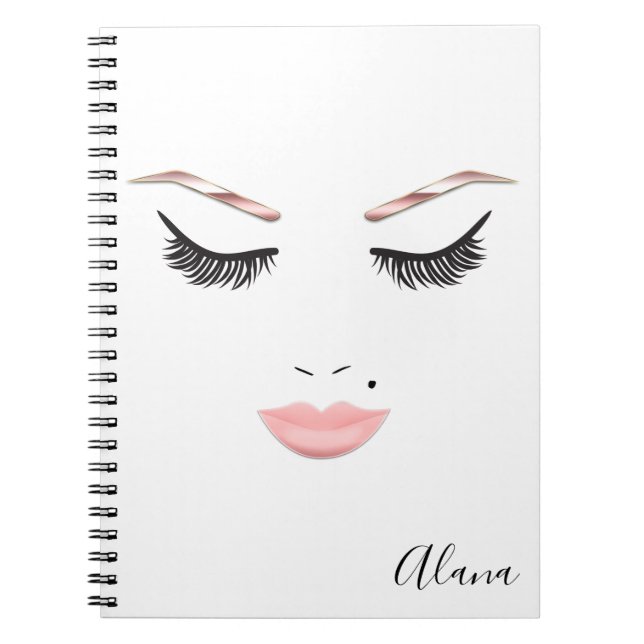 Cuaderno Maquillaje Cara Cejas Labios Rosa Dorado Belleza G (Frente)