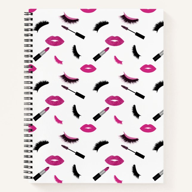 Cuaderno Maquillaje con purpurina rosa (Anverso)