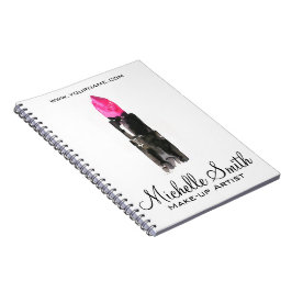 Cuaderno maquillaje de lápiz labial rosa y acuarela negra d