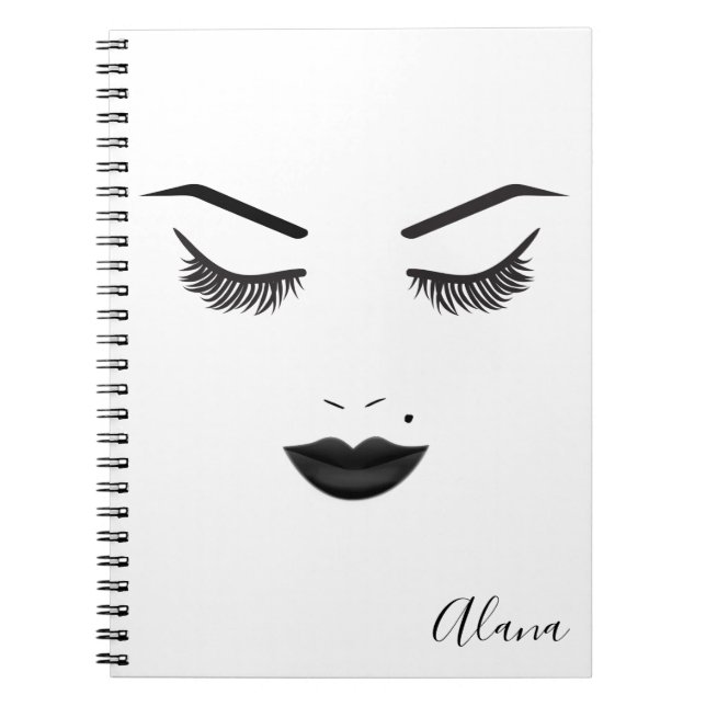 Cuaderno Maquillaje Labios Negros Cara Cejas Labios Belleza (Frente)