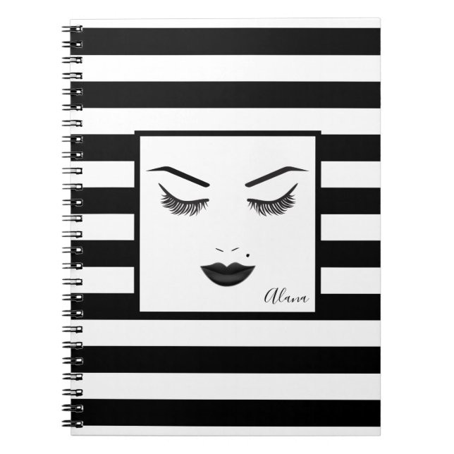 Cuaderno Maquillaje Labios Negros Cara Cejas Labios Belleza (Frente)