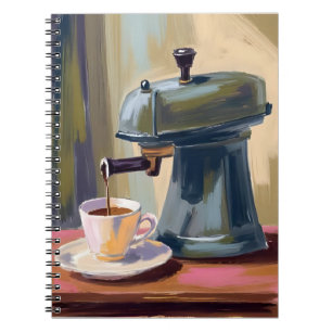Cuaderno Máquina de café antigua latte acuarela