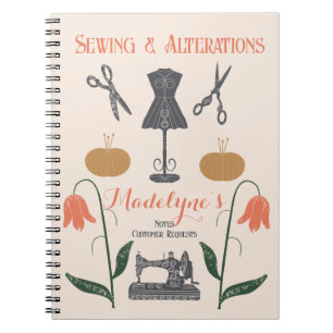 Cuaderno Máquina de coser antigua costurera sastre