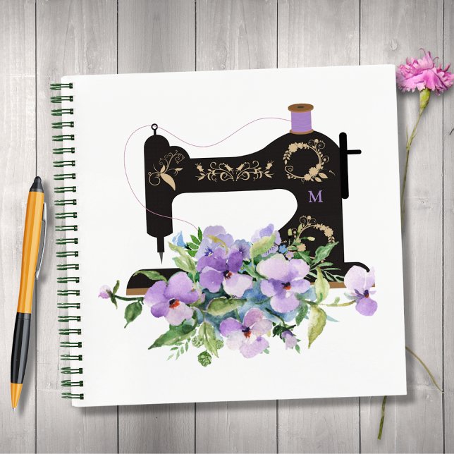 Cuaderno Máquina de coser de cosecha violeta floral (Subido por el creador)